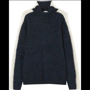 Ganni navy and white turtleneck Evangelista sweater size M